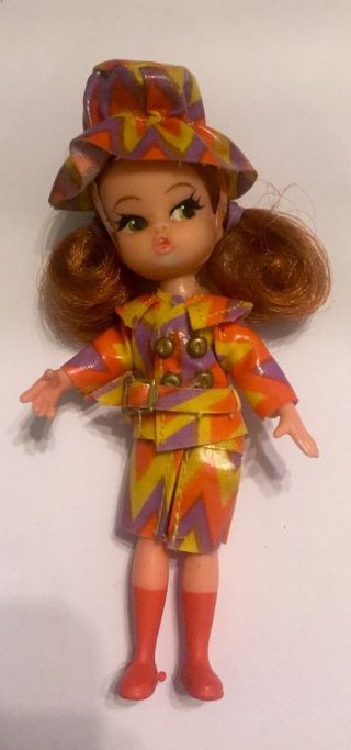 Rare Vintage 1967 Hasbro Dolly Darlings Slick Mod/rain Girl Doll