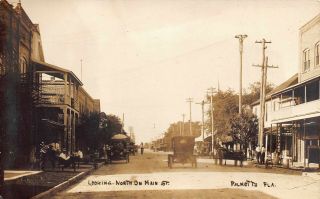 Fl - 1900’s Rare Florida Looking North On Main Street In Palmetto Fla - Manatee