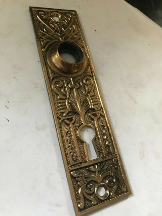 Rare Arts Craft Eastlake Victorian 5 1/2 " Cast Brass Antique Door Knob Plate