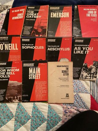Monarch Notes & Study Guides 1964 - 1966 Rare Vintage Find 11 Books