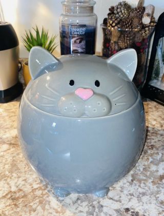 Paula Deen Gray " Max " Cat Cookie Jar Rare