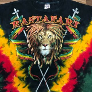 Rastafari Tie Dye Lion Jamaica T Shirt Delta Pro Weight Bob Marley 2xl Rare