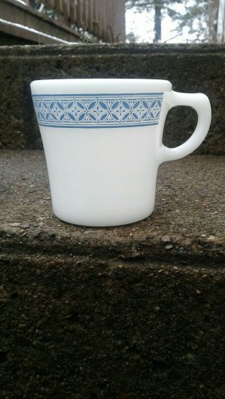 Rare HTF Vintage Pyrex Flat Handle Mug cup 709 LIGHT BLUE LANCASTER 3