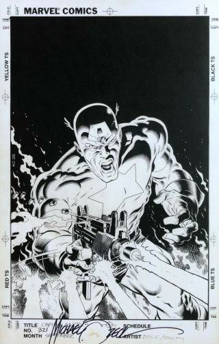 Mike Zeck Rare Captain America 321 Art Print Signed Cover B/w Last Two