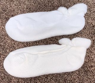 Vtg Rare Soft N Thick 85 Orlon Acrylic White Roll Top Ankle Socks