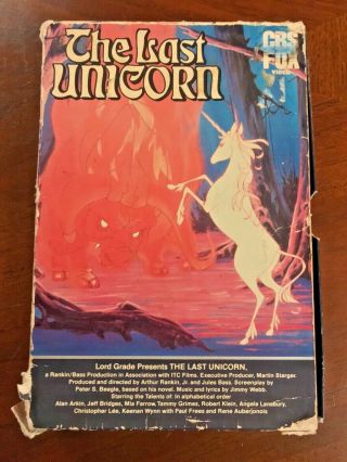 The Last Unicorn Vhs - 1988 - Rankin Bass Animation,  Cartoon Rare Release