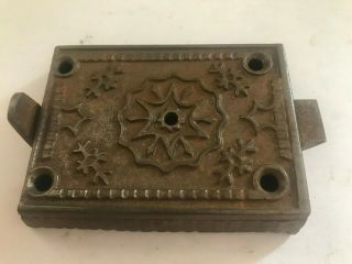 Rare Unique Antique Eastlake Victorian Cast Iron Door Pull Back Spring Rim Lock