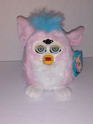 Rare 1999 Vintage Electronic Furby Babies Pink Blue White - With Tag