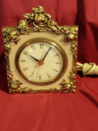 Rare Vintage Brass Electric Clock With Alarm.