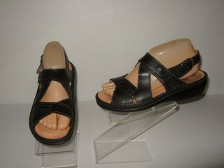 Rare Finn Comfort Black Leather Soft Insole Sandals Womens Sz.  37 D/ 6 - 6.  5 Cute