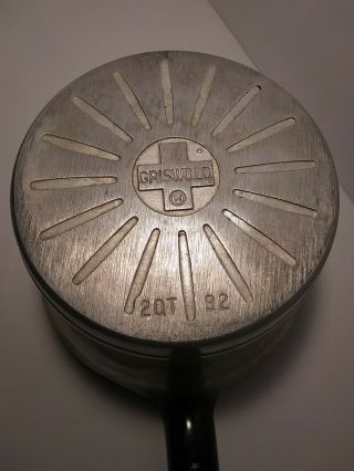 Rare Vintage 92 Griswold Cross Cast Aluminum 2 Qt Pot /sauce Pan No Lid (6b2)