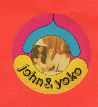 John Lennon And Yoko Ono Beatles Cloth 1972 Monty Gum Pop Star Stickers Rare