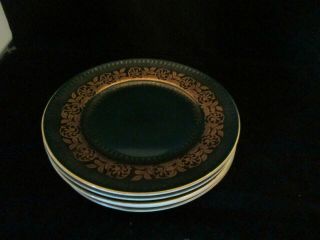 Rudolf Wachter Bavaria Green/gold Dessert Plate Vintage Rare - - Set Of 5