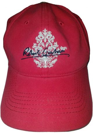 Robert Graham Hat Baseball Cap Red Tooled Leather Strapback Rare