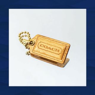 Ultra Rare 2″ Medium Coach Wood Wooden Key Fob Bag Charm Keychain Hangtag Tag