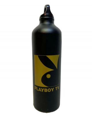 Playboy Tv Water Bottle Aluminium Black Gold Very Rare Hugh Hefner Playboy Bunny