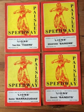 4 Rare Paisley Lions Speedway Programmes 1975 Love Street Paisley