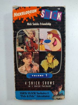 Nickelodeon Snick Volume 1 (1993) Vhs Nick Snicks Friendship Rare &