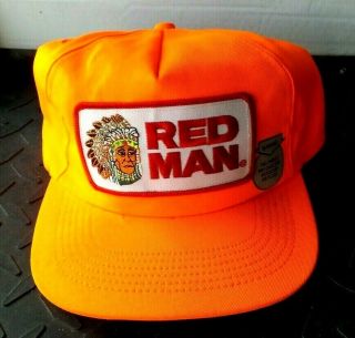Vintage Orange Redman Chewing Tobacco Snapback Hat Rare