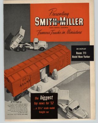 1952 Paper Ad Smith Miller Toy Dump Truck Blue Diamond Rare Freight Car