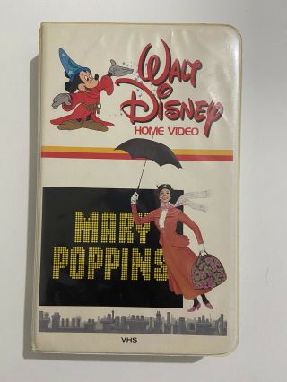 Rare Vintage White Clamshell Mary Poppins Vhs Walt Disney Home Video