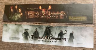 Pirates Of The Caribbean 1 & 3 - Rare Movie Theater Mylars 2.  5x11.  5