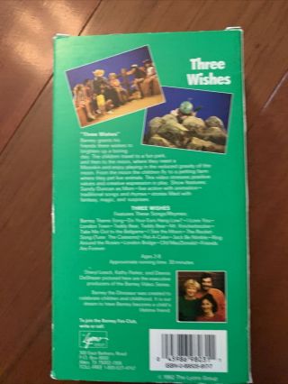 Rare Barney - Three Wishes VHS - Lyons Group Green Box 2