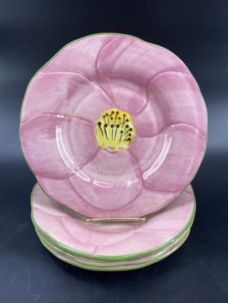 Franciscan Desert Rose Rare Pink Salad Plates 8” (4 Plates) Made In Portugal￼ Euc