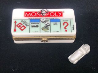 Rare Vintage Midwest Of Cannon Falls Monopoly Game Porcelain Trinket Box W/ Car