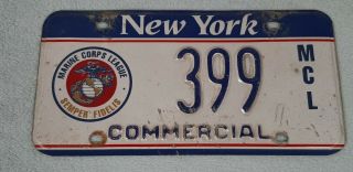 Vintage Rare York License Plate - Marine Corps League - Commercial 399 Mcl