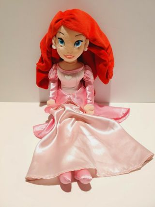Disney Store Ariel Pink Dress 20 " Plush Doll Little Mermaid Lovey Rare