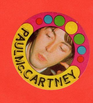 Paul Mccartney Cloth 1972 Monty Gum Pop Star Stickers Rare