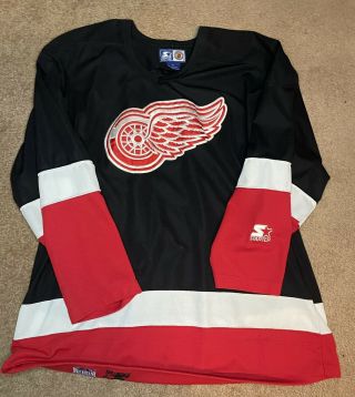 Vintage Detroit Red Wings Starter Hockey Jersey Blank Size Extra Large Xl Rare
