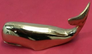 Vintage Rare Virginia Metalcrafters Solid Brass Whale Paperweight
