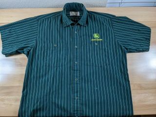 Vintage John Deere Uniform Work Shirt Protexall Green Snap Buttons Rare Large