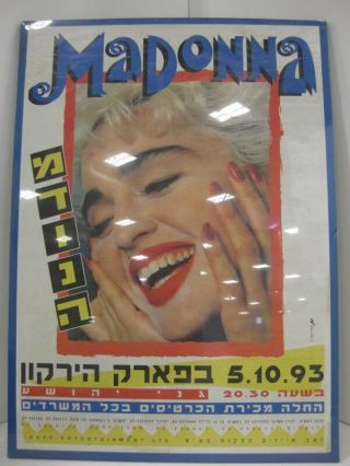 Madonna 1993 Israeli " The Girlie Show World Tour " Concert Poster Rare