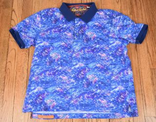 Rare Robert Graham Mens Paisley Cotton Polo Shirt Blue Galaxy Size Medium Euc