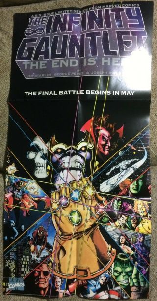 Rare Infinity Gauntlet Promo Poster 1991 Thanos George Perez Hulk Spider - Man