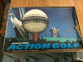 Rare/Vintage - Pressman Metal Action Golf Game w/Box - 1950 ' s/60 ' s - Complete 3