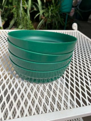 Rare Tupperware Cereal Bowls Hunter Green Set Of 4 Vintage