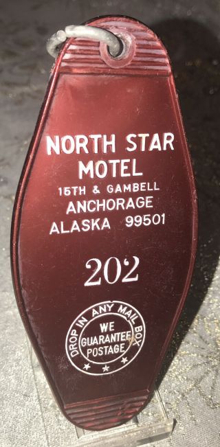 Rare Vintage North Star Motel Room Key & Fob Anchorage,  Alaska Rm 202