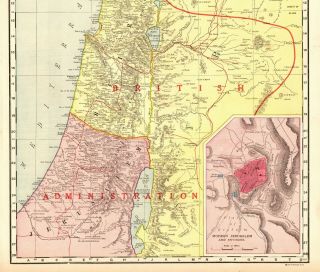 C1920 Antique Palestine Map Large Map Of Palestine Rare Poster Size 7437