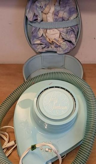 Vintage Lady Sunbeam Hair Dryer Model Hd8 Bonnet Case Portable Retro 1960s Rare