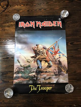 Vintage 1984 Iron Maiden Poster The Trooper By Derek Riggs 34x23 Funky Rare