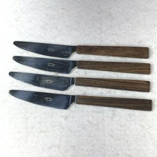 Fiskars Triennale 4 Pc Butter Spreaders Knives 7.  5” Finland W/ Wood Handle Rare