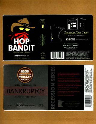 Set Of 6 Rare Micro Beer Labels Bank Hendricks Mn