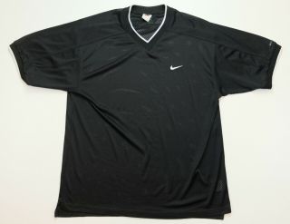 Rare Vintage Nike Embroidered Swoosh Mesh Jersey 90s 2000s White Tag Black Sz Xl