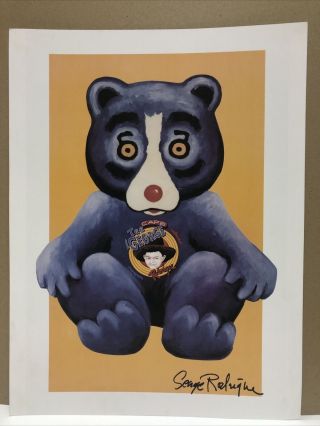 Rare Vintage Blue Dog Tee George Rodrigue Cafe Bear Art Promo Poster 24” X 18”