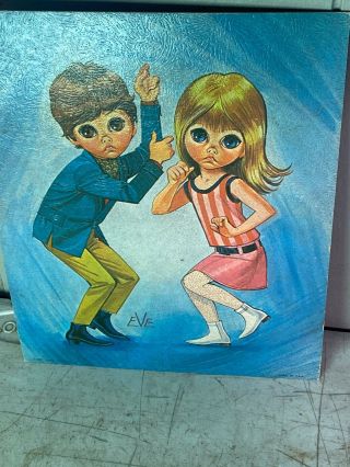 1960s Encore Art Print Art Go Go Vintage Retro Big Eyed Girl & Boy Very Rare