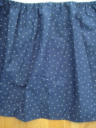 Rare Ralph Lauren Polo Navy Blue & White Mini Polka Dots Queen Bed Skirt Usa